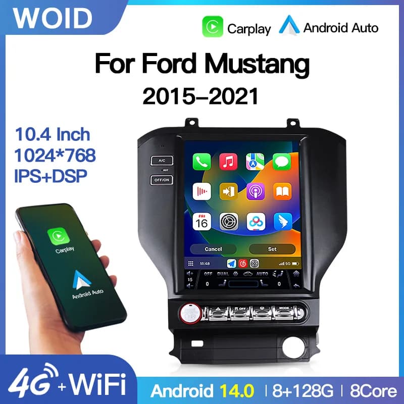 Android14 Autoradio Stereo GPS Navi Lettore Multimediale Per Ford Mustang 2015-2021 Testa DSP 4G BT Carplay Auto