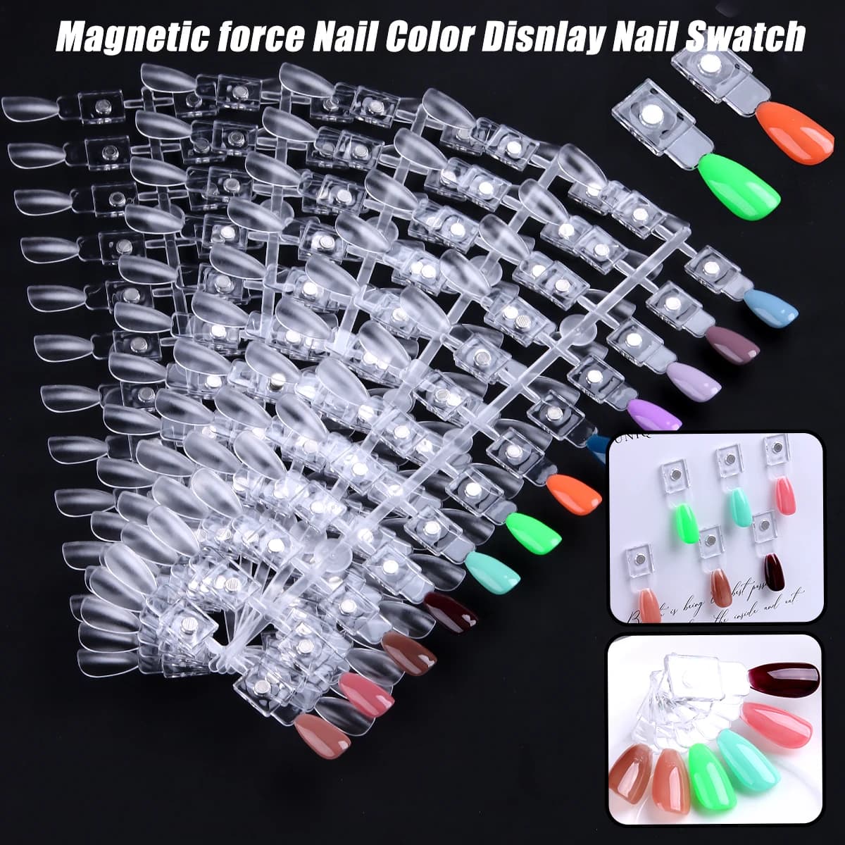 Nail color display Nail sample display with transparent replacement nails, colored nail gel paper without glue need