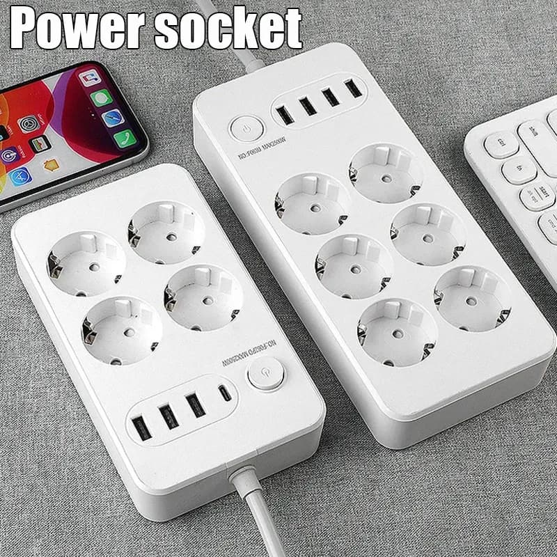 Prese elettriche per ciabatta UE 5/2M Prese elettriche 4/6 prese CA con cavo di prolunga USB tipo C Adattatore per presa di ricarica per ufficio domestico