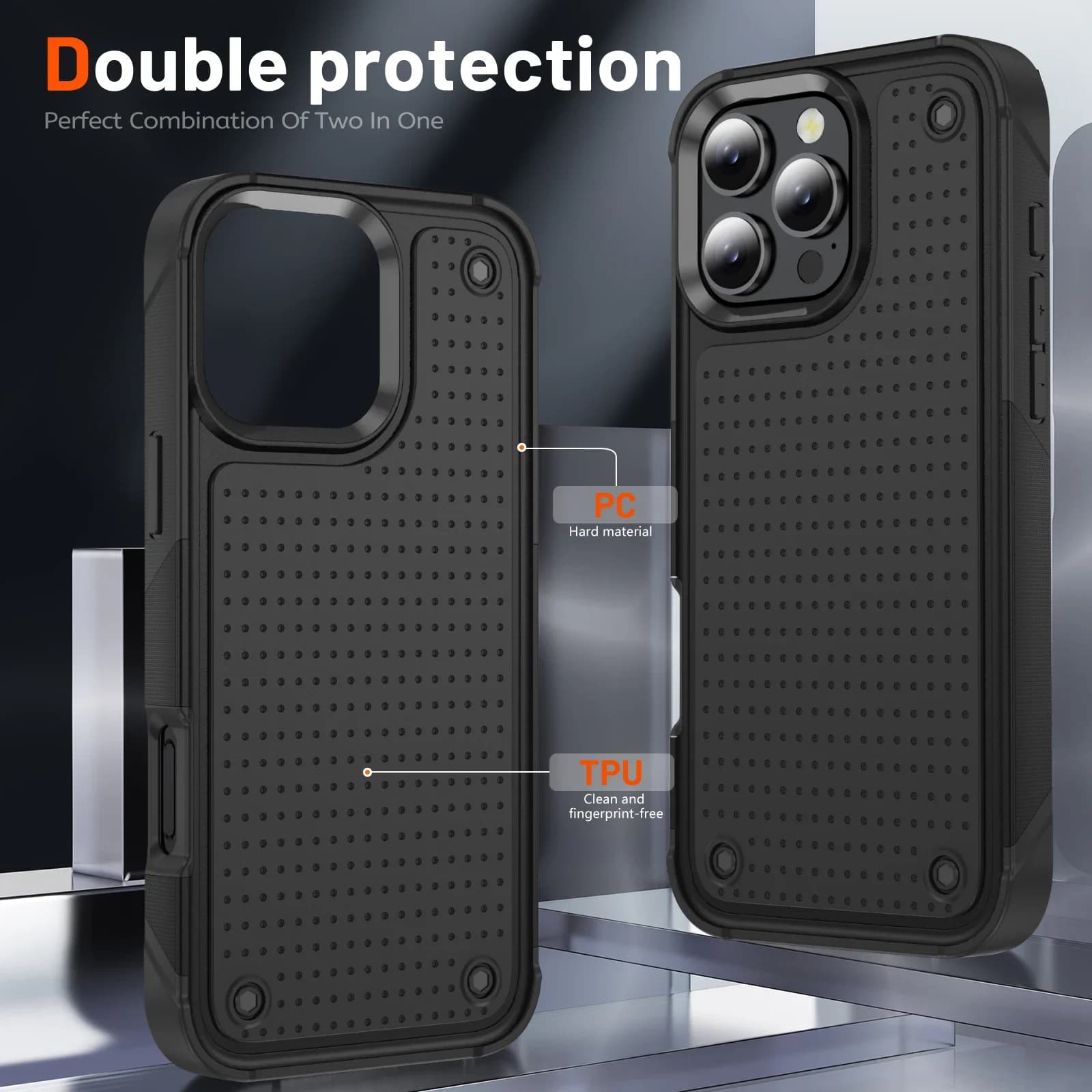 Custodia antiurto ibrida robusta per iPhone 11 12 13 14 15 16 Pro Max Xs XR 8 7 SE 2022 Cover posteriore in TPU con cornice in plastica dura