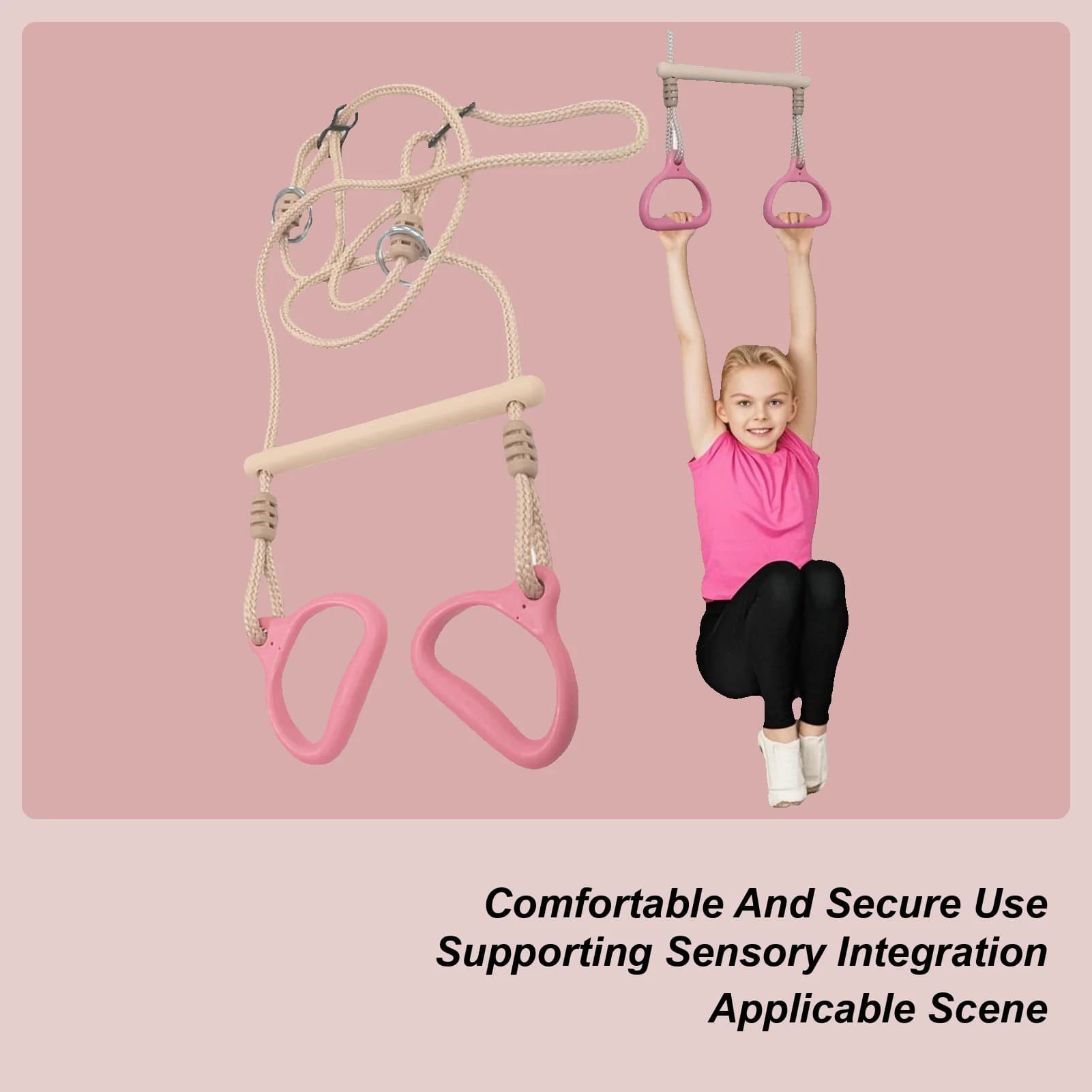 New Children's Fitness Rings Pull Up Sports Swing Games, Fitness Training Handles for Kids Teenagers Indoor Play Time Courtyard