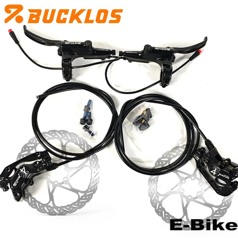 Set Freni a Disco Idraulici BUCKLOS per E-Bike, 4 Pistoni, Pinza Anteriore e Posteriore Sinistra e Destra per Bicicletta 1150/1950mm, Freni a Disco per Scooter e Bici