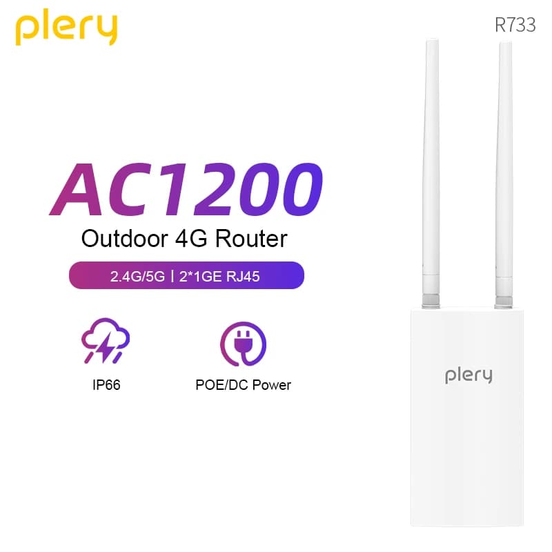 Router wireless dual band Plery 1200Mbps 4G LTE Router wireless dual band 2.4G e 5.8G con antenne ad alto guadagno Slot SIM Ripetitore porta LAN Gigabit WAN