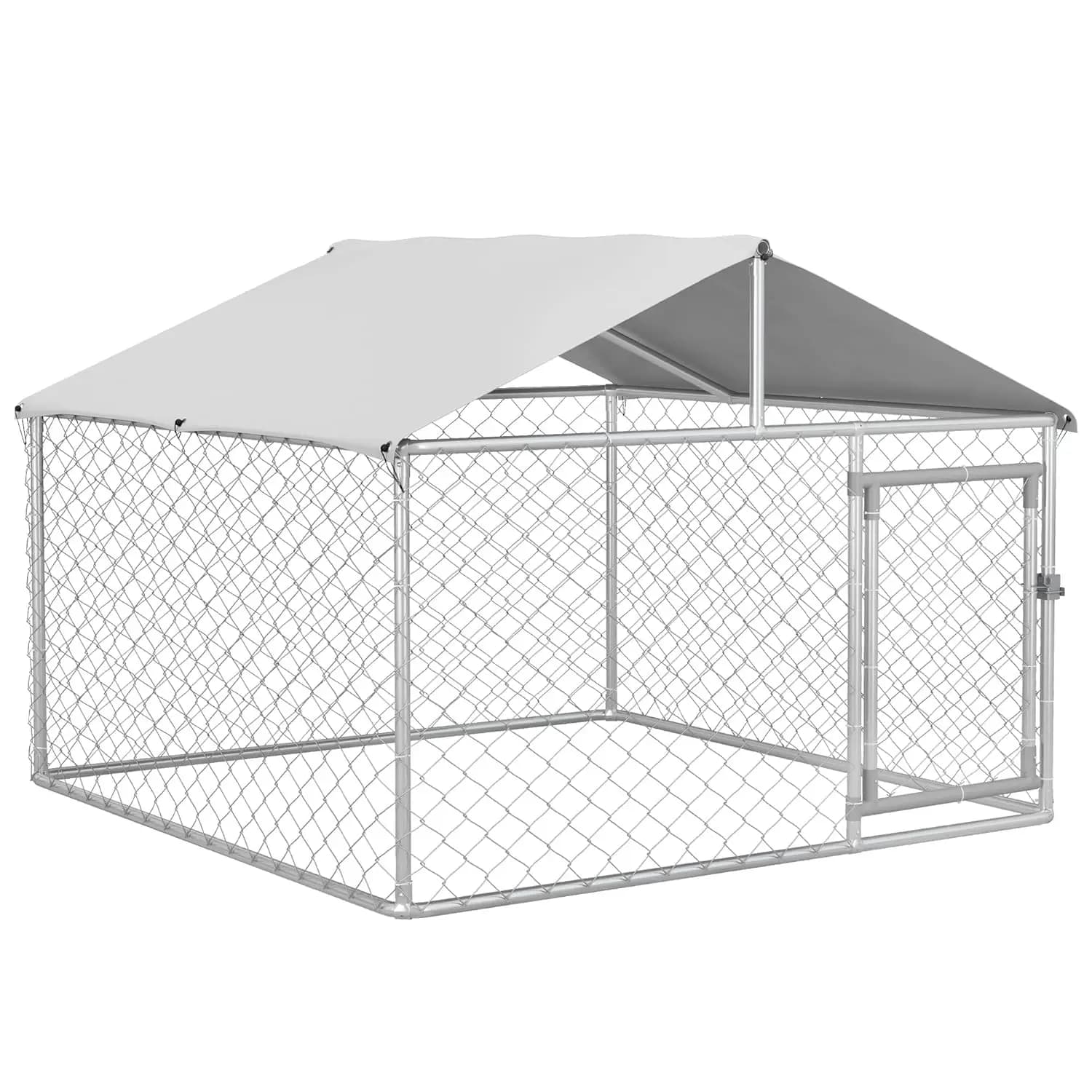 Outdoor Dog Kennel, Heavy Duty Dog Run Outdoor Fence with Waterproof Cover, Galvanized Chain Link, Secure Lock, for, Custom
