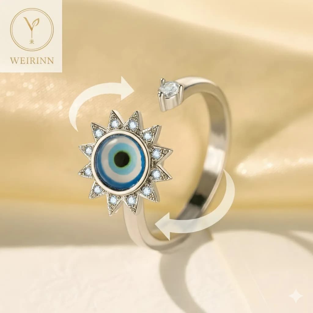 Anello Fidget Weirinn Studio per l'ansia, anello spinner per malocchio in acciaio inossidabile placcato oro, regalo di gioielli di decompressione regolabile