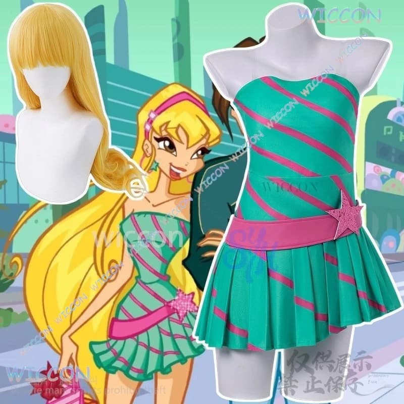 Anime Win Clubb Cosplay Stella Costume Jirai Kei Ragazze Retro Diagonale A Righe Minigonna Pentagramma Vestito Sexy Lolita Halloween
