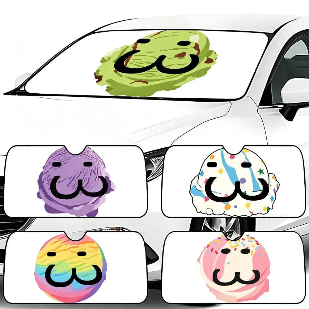 Parasole per Auto Pieghevole U-Ugly Cute Ice Cream-S, Protezione Solare per Parabrezza