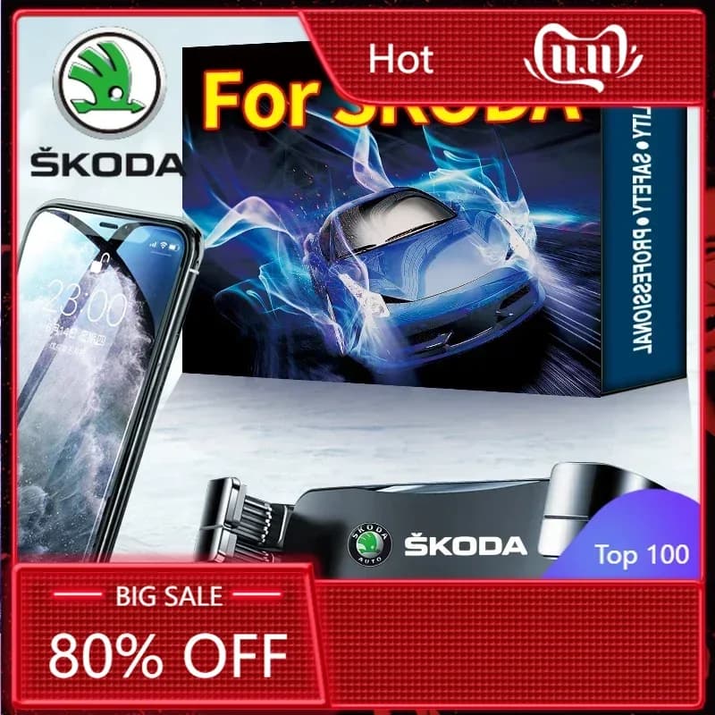 Adesivo per auto 2025: Nuovo supporto per cellulare da auto con morsetto intelligente, accessorio per la guida per Skoda Fabia 2, Octavia 3, Rapid, Superb