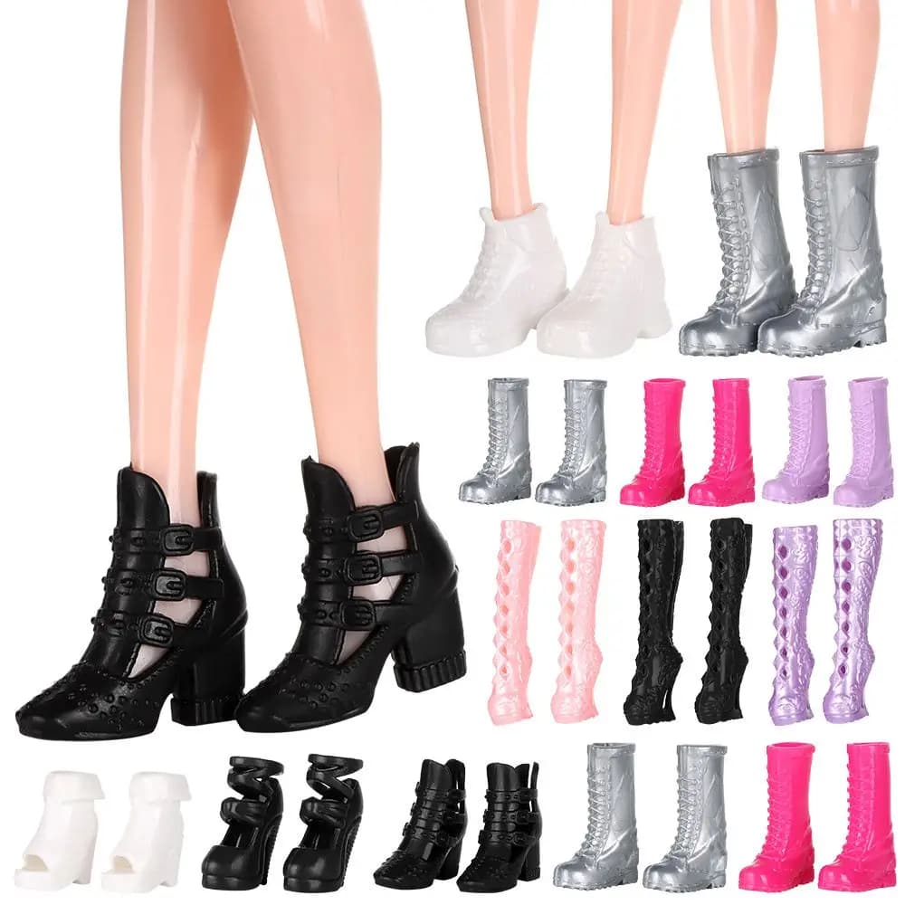 1Pair Doll Shoes Long Knees Boots High Heel Casual Sneakers Miniature Shoes For Foot Length 2 CM Dolls Clothes Accessories