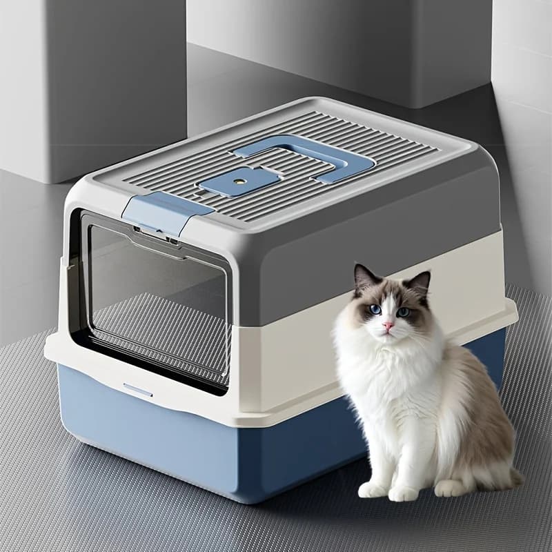 Lettiera per Gatti di Grandi Dimensioni Completamente Chiusa, Controllo Odori, Anti-Schizzi, Toilette Portatile per Gatti con Paletta per Sabbia Inclusa