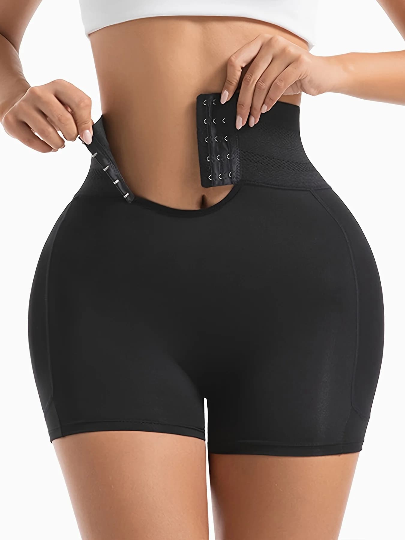 Slip modellante da donna con imbottitura push-up e 4 cuscinetti in spugna, contenitivo per pancia e vita con chiusura a gancio