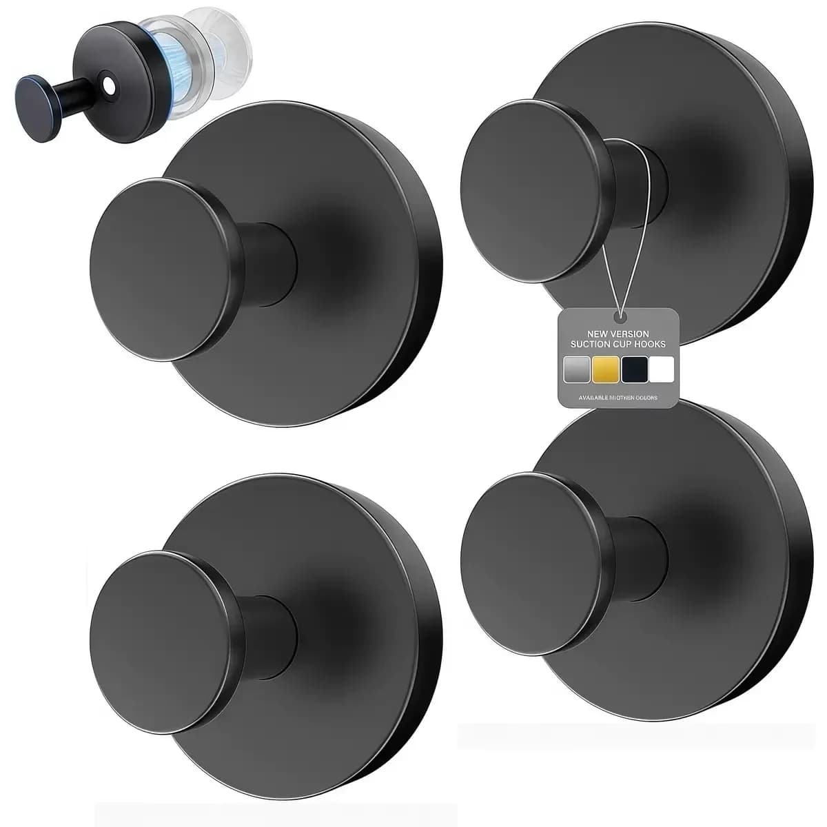 1-8PCS Stainless Steel Suction Cup Hooks Punch-free Wall Mounted Hook Hanging Towel Holder Kitchen Bathroom Vacuum Suction Cups