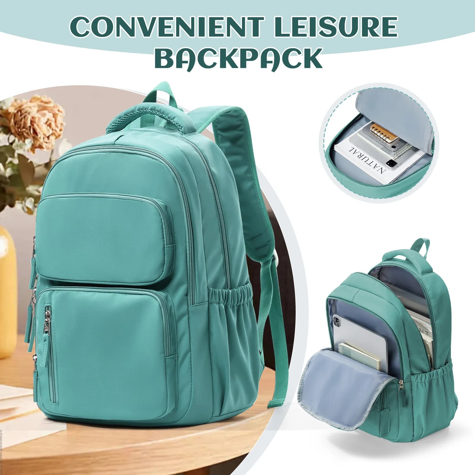 Lightweight Laptop Backpack for Men Women, Cute School Backpacks for Teen Boys Girls, College Anti Theft Sturdy Travel Backpack