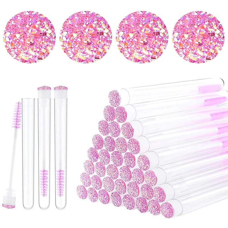 Wholesale 50Pcs Eyelash Brush Tube Disposable Mascara Wands Tube Reusable Lash Spoolies Brush Dust-proof Cleaner Storage Tubes