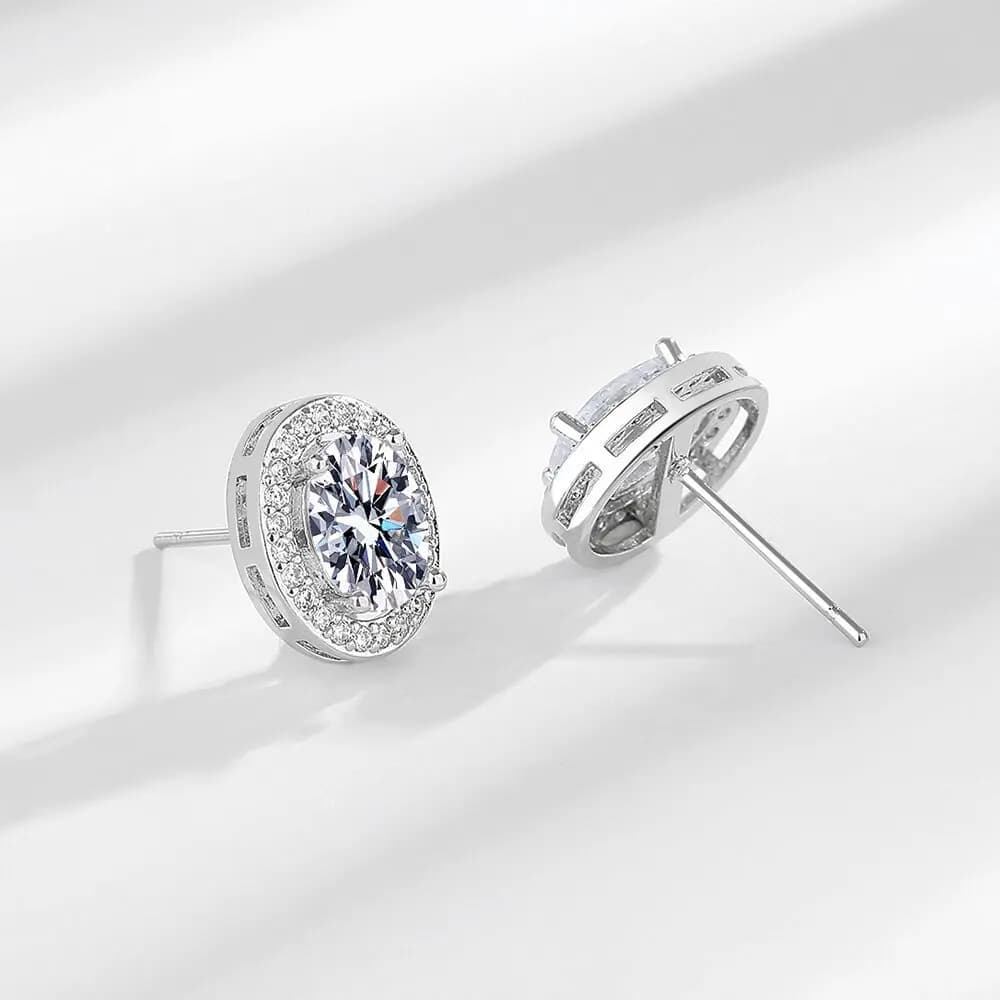 Orecchini a perno di lusso in argento sterling 925 Buyee con cristalli bianchi, orecchini da donna alla moda per matrimonio, gioielli raffinati, idea regalo