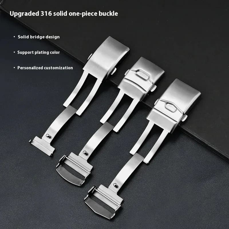 Fibbia Pieghevole per Orologi 16mm 18mm 20mm 22mm in Acciaio Inossidabile 316L Massiccio, Chiusura per Cinturini in Silicone e Metallo da Uomo e Donna