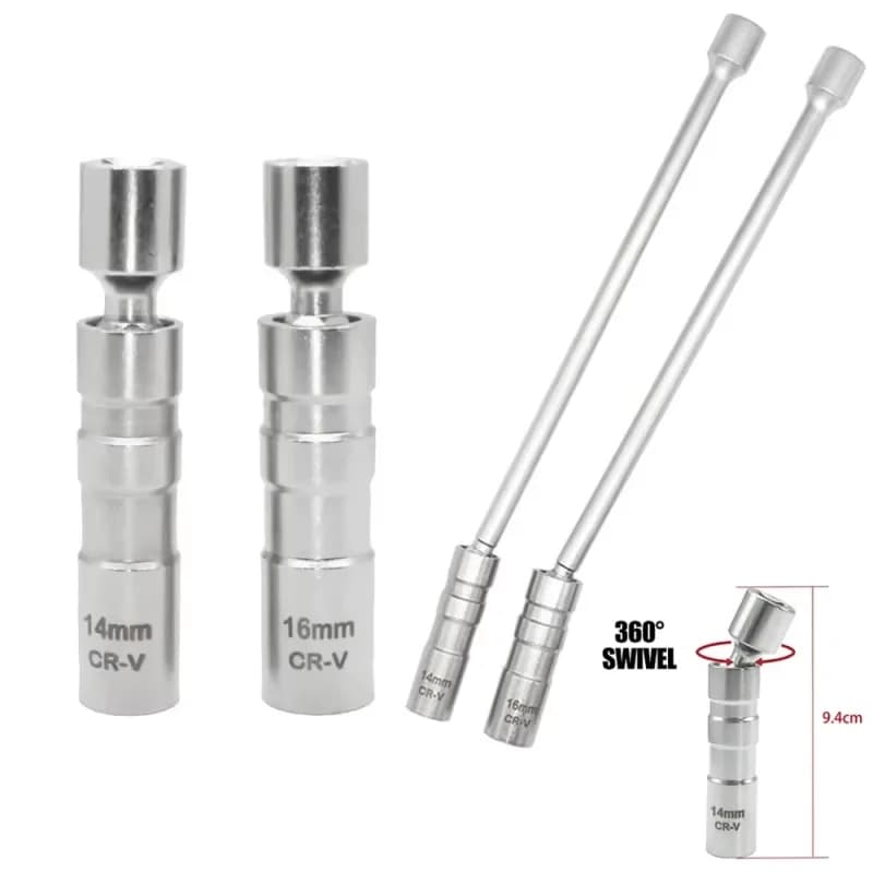 Chiave a bussola magnetica per candele da 14/16 mm, strumento di riparazione auto per prese di azionamento da 3/8" a parete sottile a 12 angoli