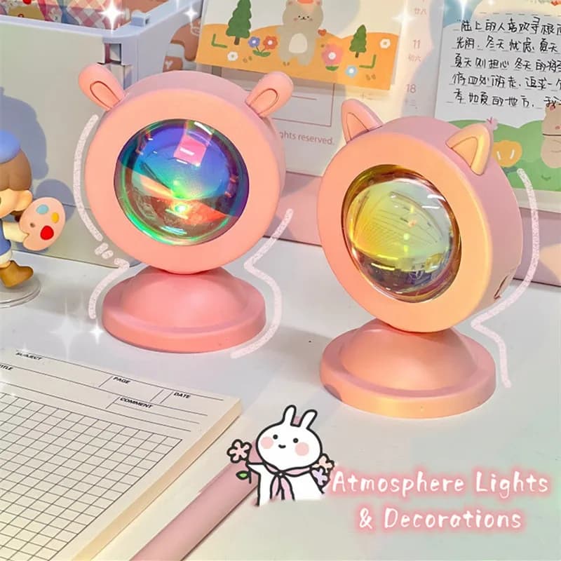 Cute Mini Sunset Projector Light USB LED Romantic Atmosphere Photo Night Light Background Wall Room Decor lampada da scrivania regalo di festa