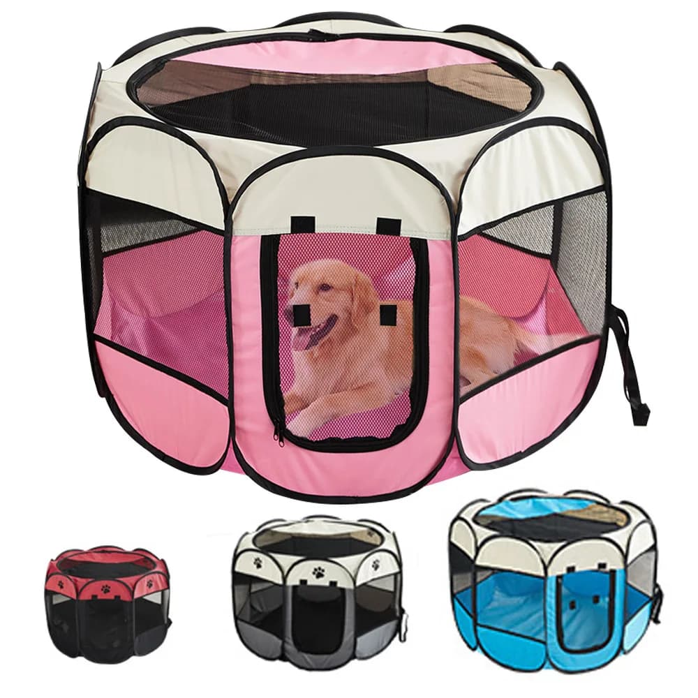 Tenda per animali pieghevole Impugnatura durevole Casa per gatti Panno Oxford Recinzione per animali domestici ottagonale Gabbie per cani di piccola taglia all'aperto portatili Recinzioni per gatti per l'inverno