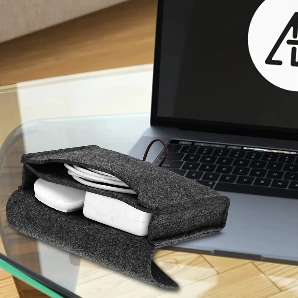 Borsa da viaggio USB in feltro per cavi e accessori elettronici, organizer portatile per adattatori elettrici