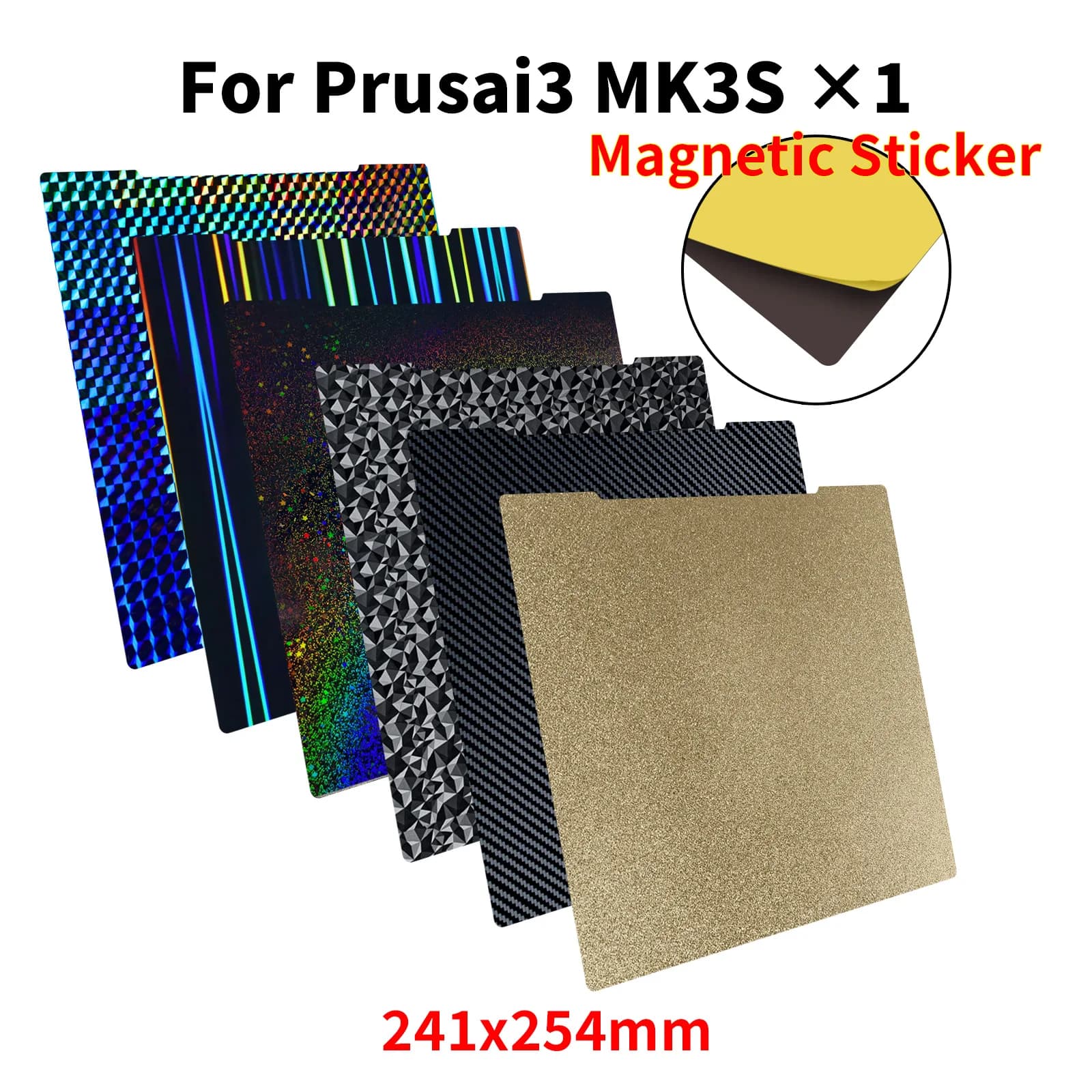 Lastra 241x254mm per Prusai3 MK3S ×1 Accessori, Piastra di Costruzione in Acciaio per Stampante 3D con Base Magnetica e Piano Riscaldato