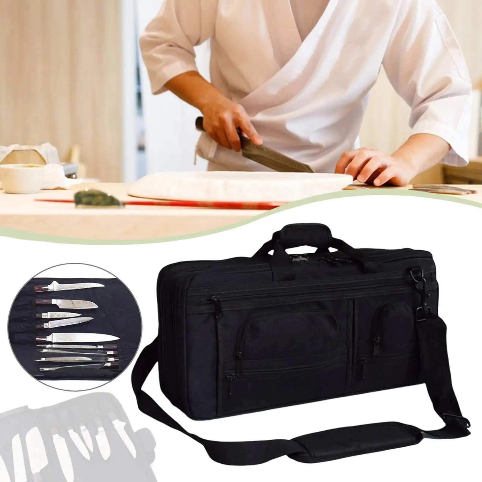 Chef Knife Bag, Waterproof Folding Case for Organization and Conservation, for Kitchen, Barbecue and External Use