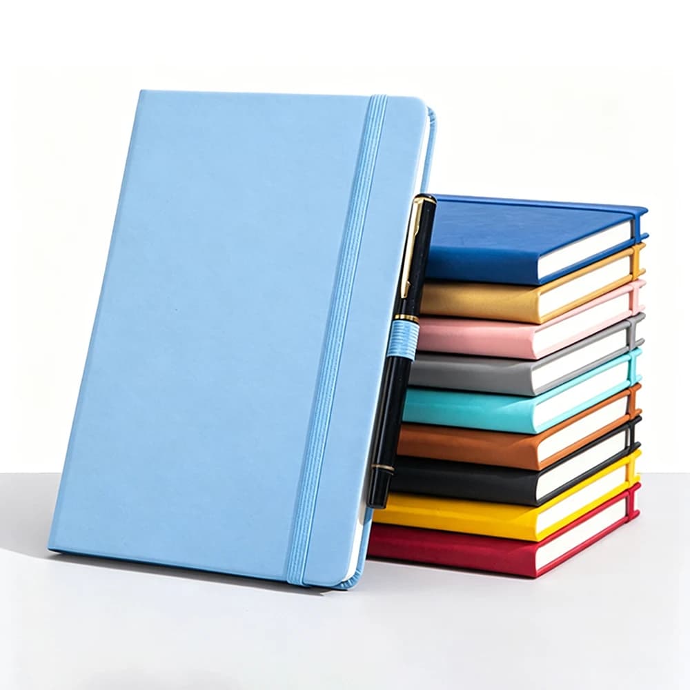 A5 PU Leather Notebook Hardcover Thickened Paper Journal 200Pages Elastic Band Durable School Student Supplies Business Office