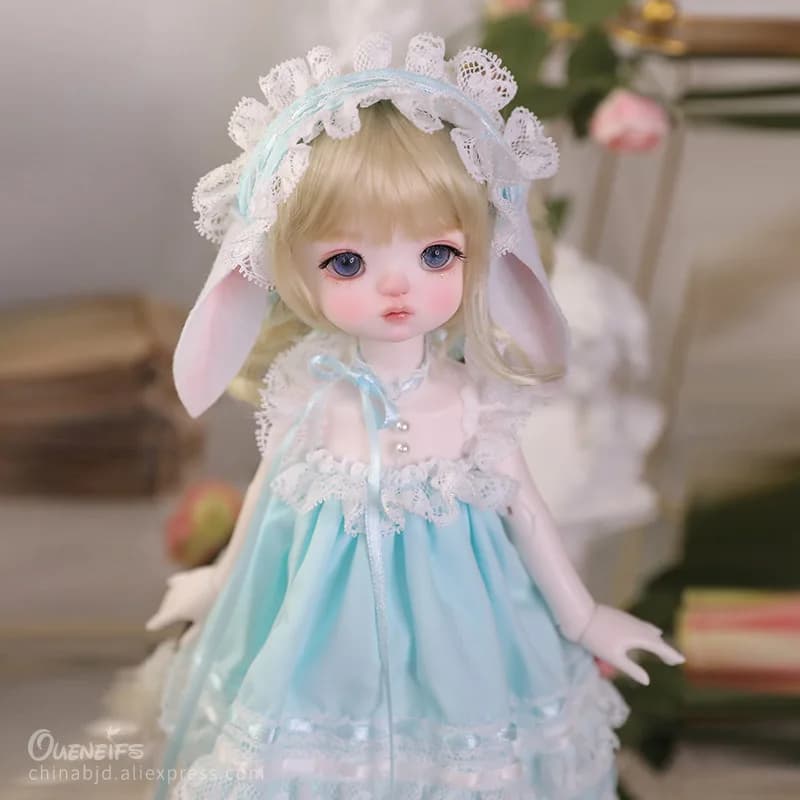 Bambola BJD Shugafairy Hana 1/6 - Corpo da fanciulla Chibi con viso giovanile e orecchie da coniglio | Set completo da collezione anime in resina snodabile