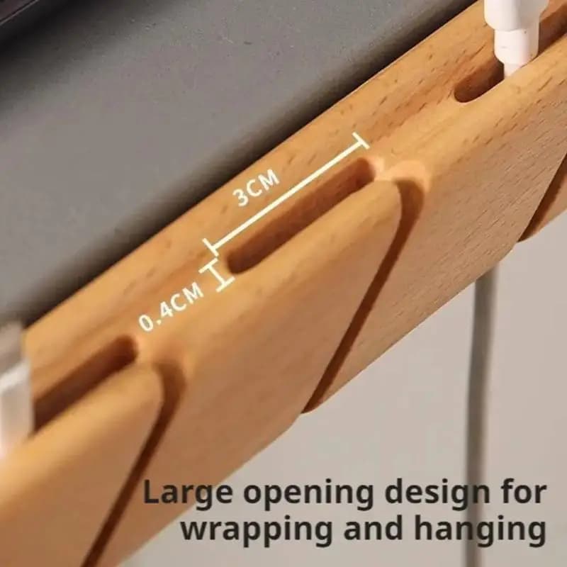 Nuovo Organizzatore per Cavi in Legno Massello, Gestione Cavi Dati/Auricolari, Salvaspazio per Scrivania