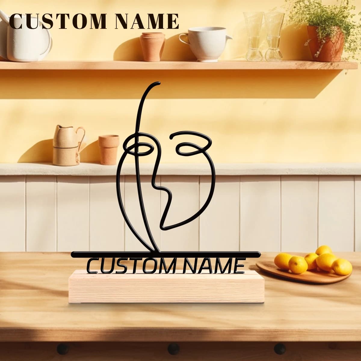 1pc Metal Desktop Decoration Custom Name With Wooden Base Holiday Gifts for Family and Friends