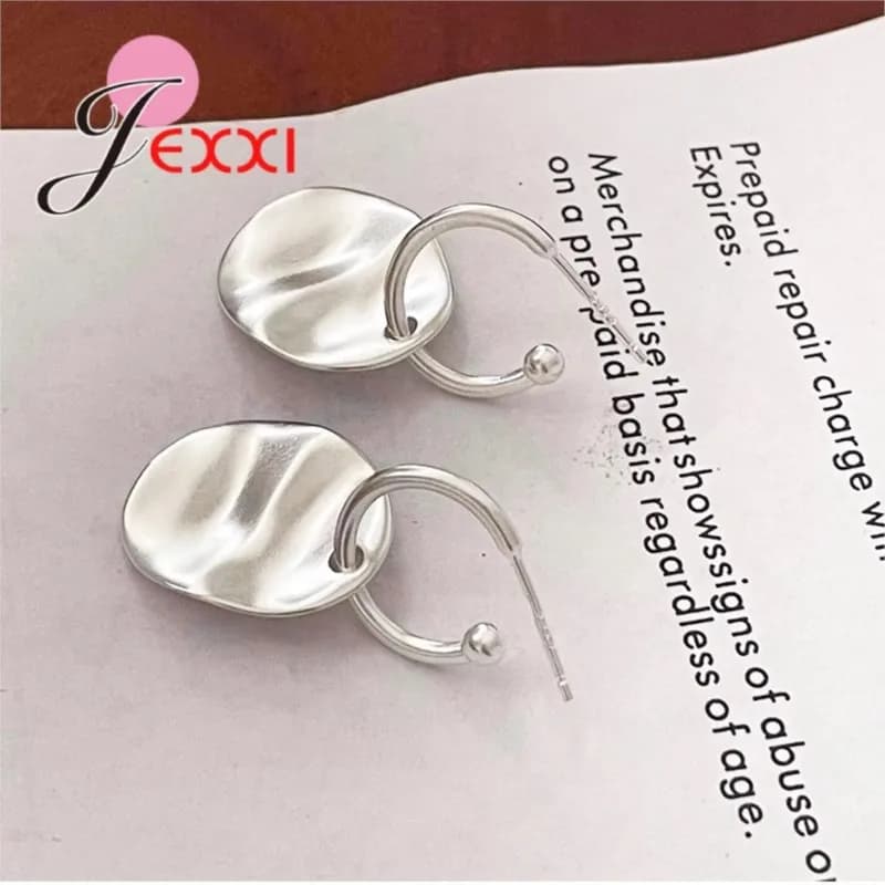 Orecchini a cerchio irregolari con struttura in metallo Orecchini rotondi grandi in argento sterling 925 per accessori di gioielli da donna