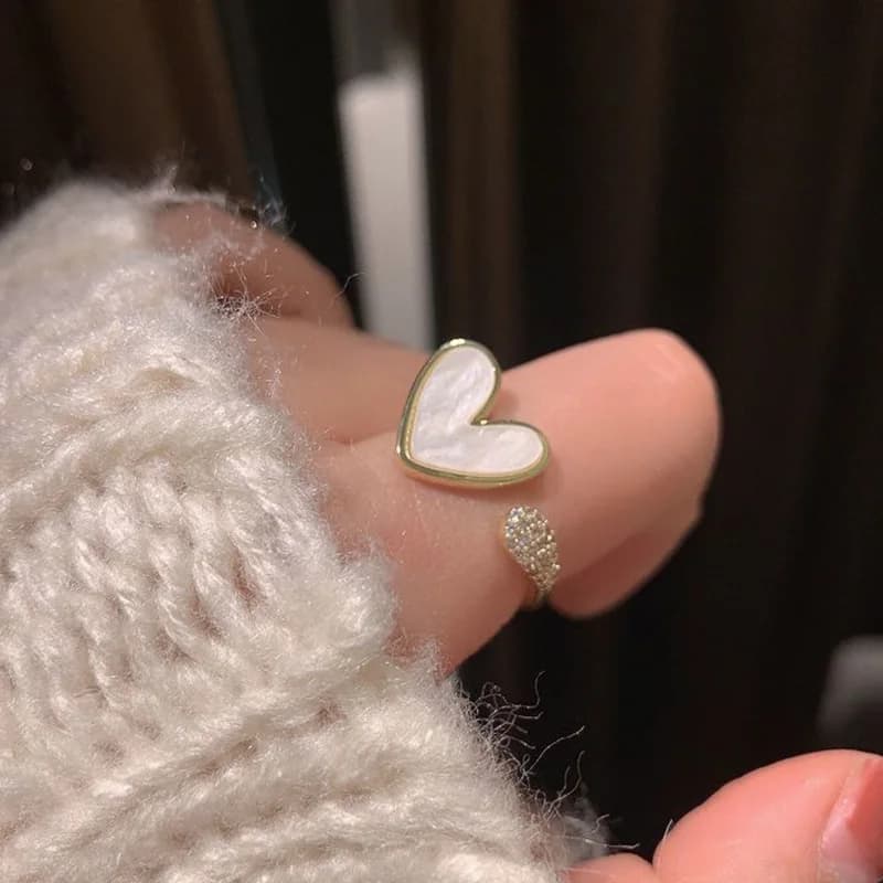 Geometric heart ring adjustable plated minimalist stackable finger index jewelry gift light for her