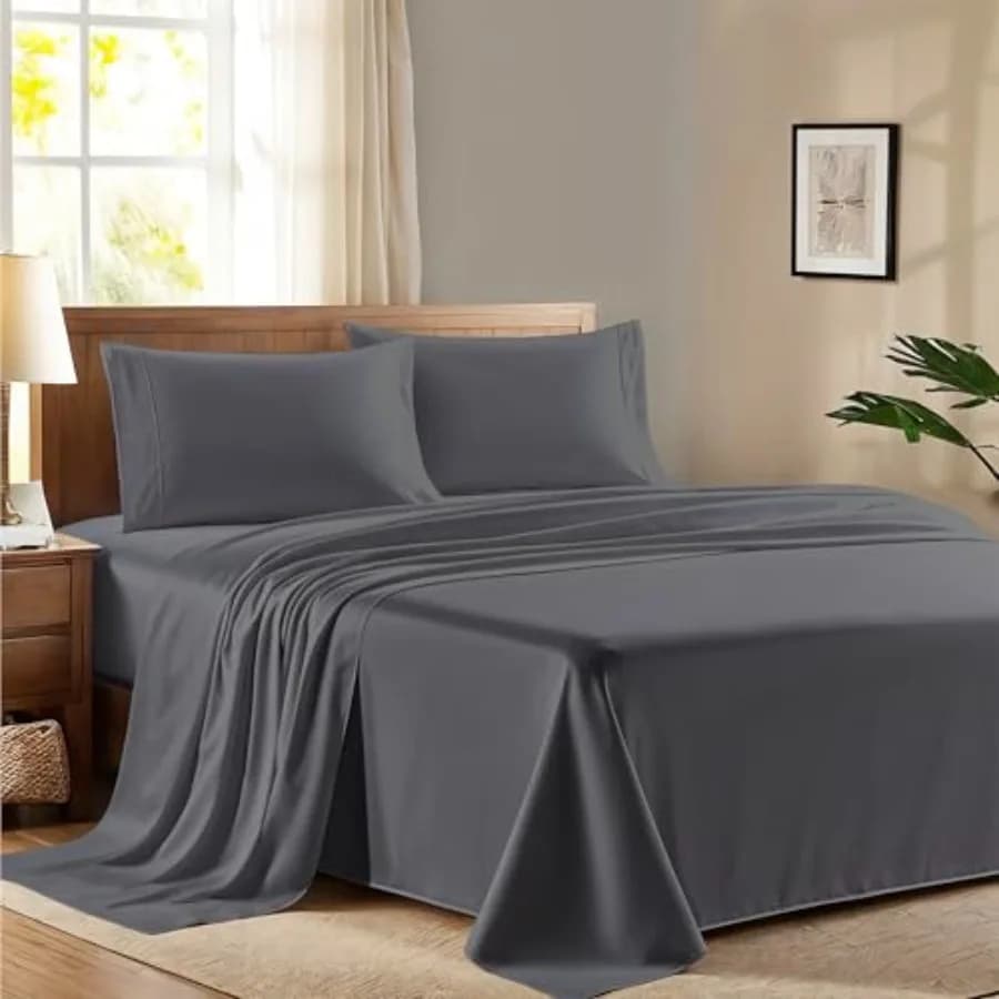 Set di Lenzuola 100% Cotone Egiziano - Collezione Raffinata Serie 600 per Letto Matrimoniale, 4 Pezzi, Morbido, Rinfrescante, Lusso da Hotel