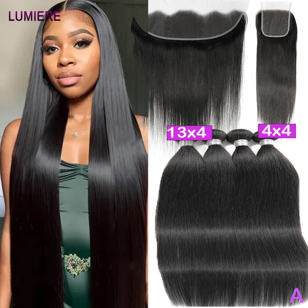 Bone Straight Hair Band Human Hair 30 Inch Wave Deep Rise Hair Band Raw Hair Extension Fabric Double Layered Hair Extensions 100%