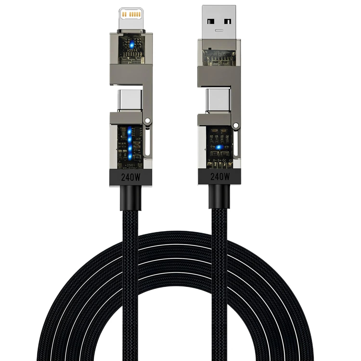 Cavo USB Type-C a USB-C 2-IN-2 da 240W con ricarica rapida PD per iPhone 17 Pro Max 15, iPad, Xiaomi, Samsung, Tablet - Cavo dati (1 pz)
