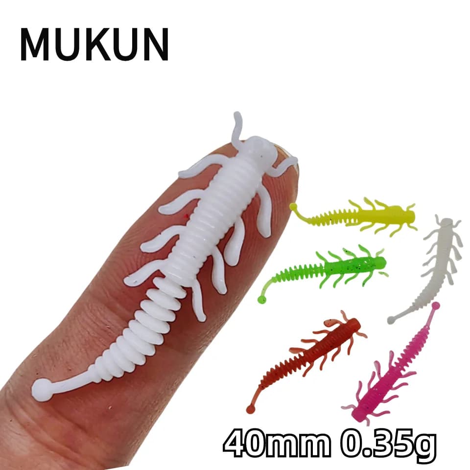 MUKUN 10 Pezzi Nuove Esche Artificiali Morbide in TPE a Forma di Verme 0.35g/40mm per AJING Rockfish, Esche in Silicone per Bass, Attrezzatura da Pesca