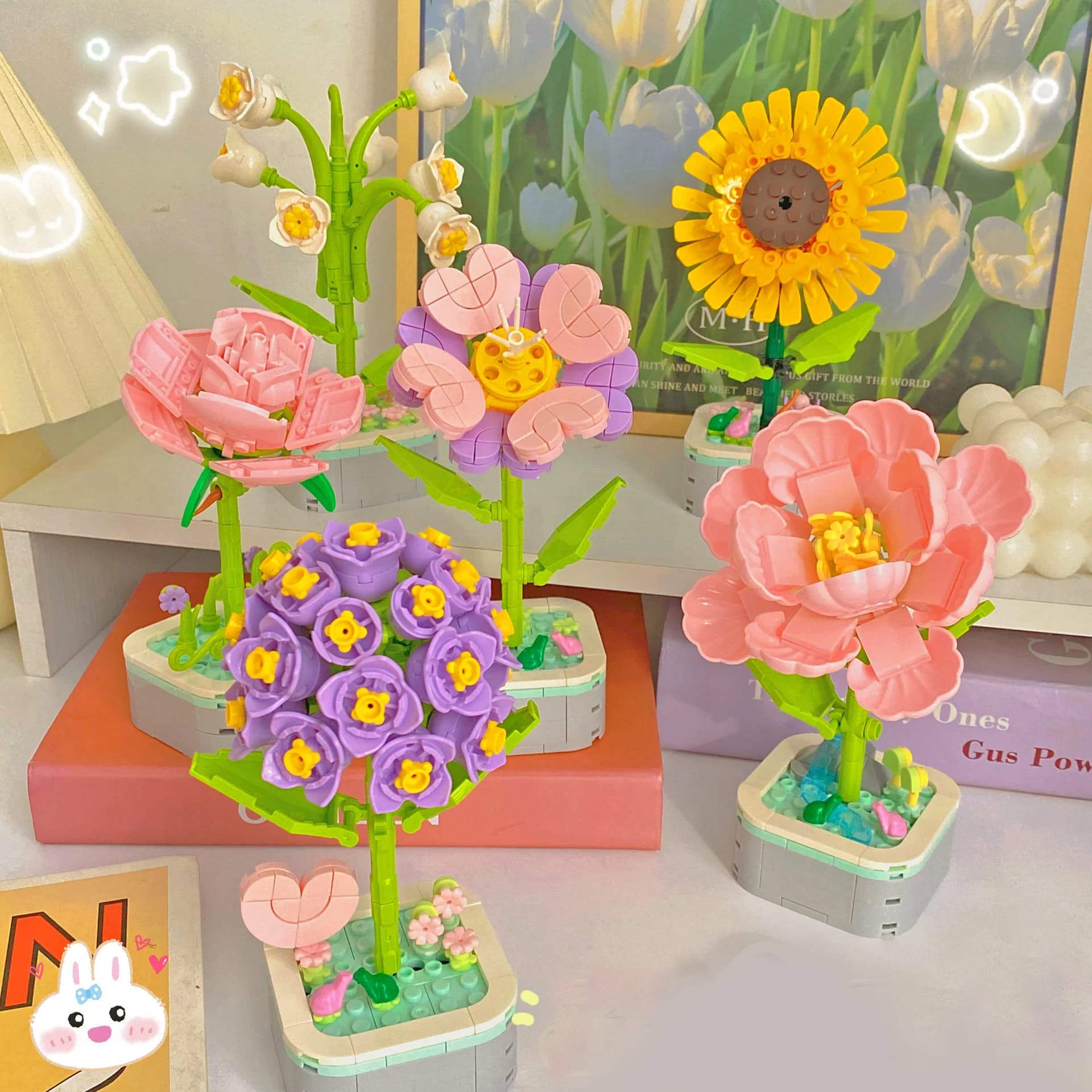 Creative Flowers, Building Blocks, Immortal Flowers, Potted Plants, Toy Models, Desktop Decoration, Christmas Gifts for Girls
