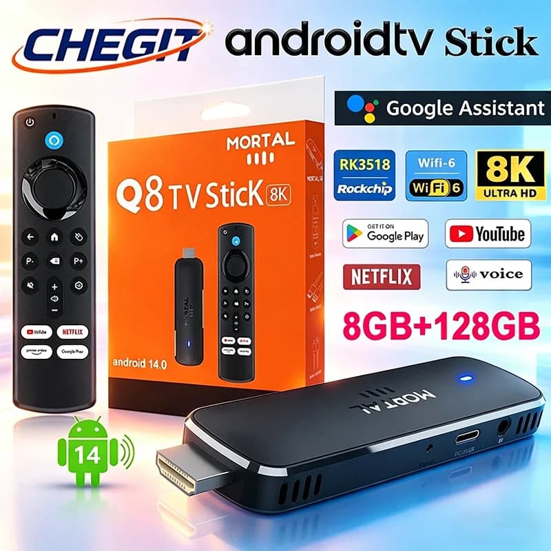 TV Stick 8K Ultra HD 2026 con Doppia Interfaccia Utente, Doppio Wifi6, Assistente Vocale Google, 8GB+128GB, 4-Core, Lettore Multimediale per Home Theater