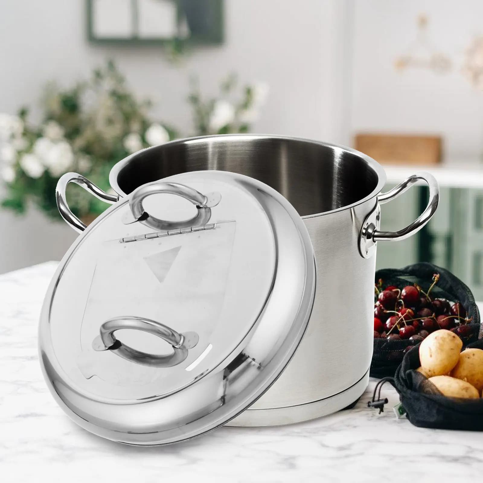 Coperchio di Ricambio in Acciaio Inossidabile di Grado Commerciale per Pentola Elettrica per Zuppa, per Ristoranti, Buffet, Scaldavivande per Feste, Isolato