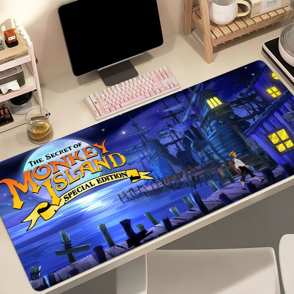 Tappetino per mouse Game M-Monkey Island The Secret of, antiscivolo, ispessito, per studenti, gaming, scrittura, ufficio, grande, con bordo rinforzato