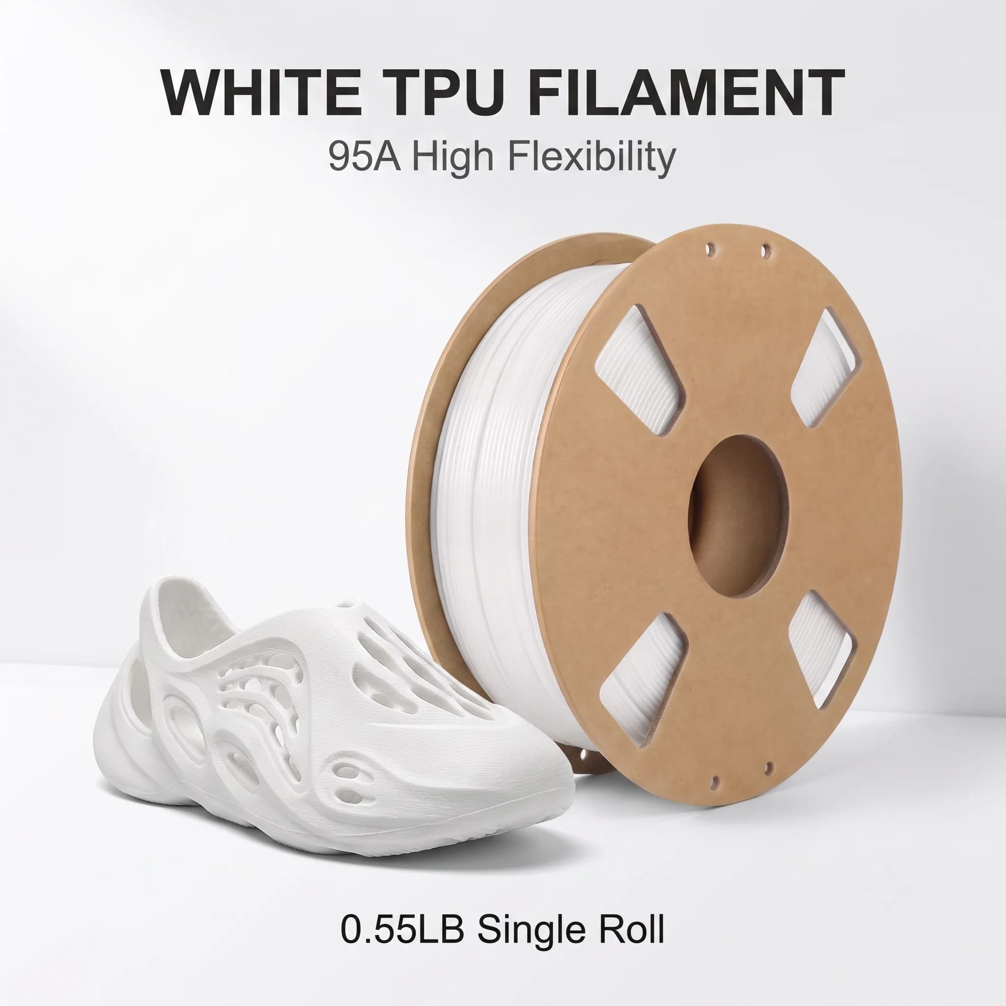 1.75mm High Speed 95A TPU 3D Filament ±0.03mm, 200g/250g/500g/1000g Black White