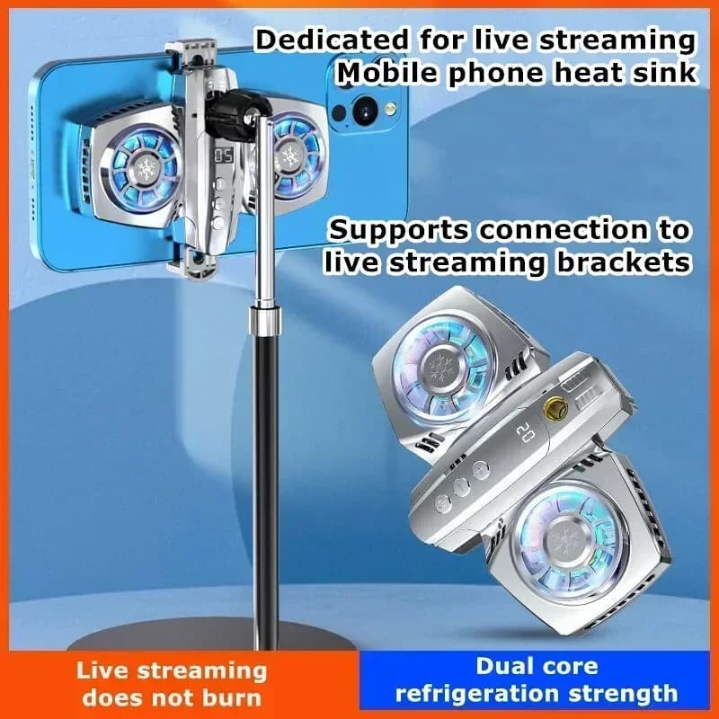 K4 NEW Mobile Phone Radiator Semiconductor Back-clip Double Cooling Fan PUBG Cooling Game for IPhone/Sumsung/Xiaomi Cold Heat Sink