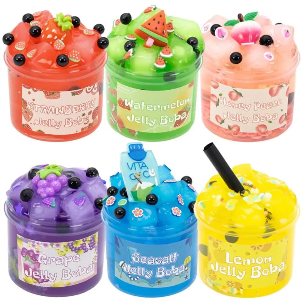 Kit Slime Morbido 300ml/70ml Non Appiccicoso Antistress, Slime Cristallino Glitterato Frutta Croccante Trasparente, Regali per Feste