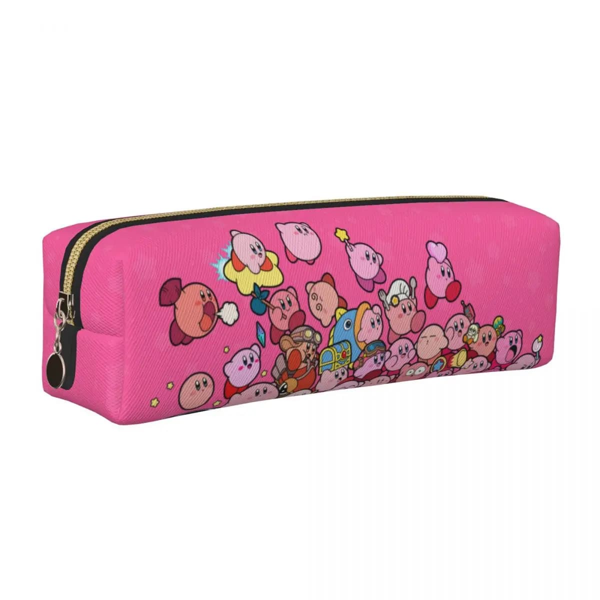 Pink Kirbys Gioco divertente Astuccio per matite Astuccio per penne Ragazze Ragazzi Grande materiale scolastico per riporre Astucci con cerniera