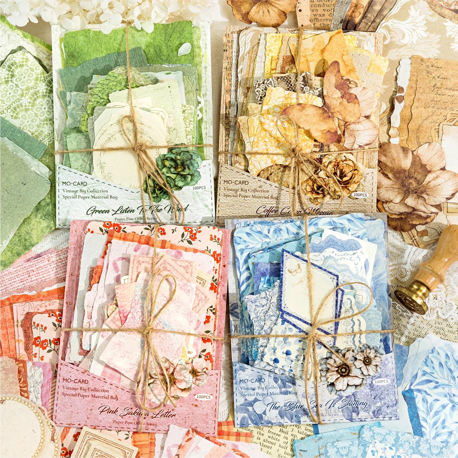 4Style/100pcs Paper Post Office Series Scrapbooking Set Diy Handheld Account Diary Decoration Collage Material