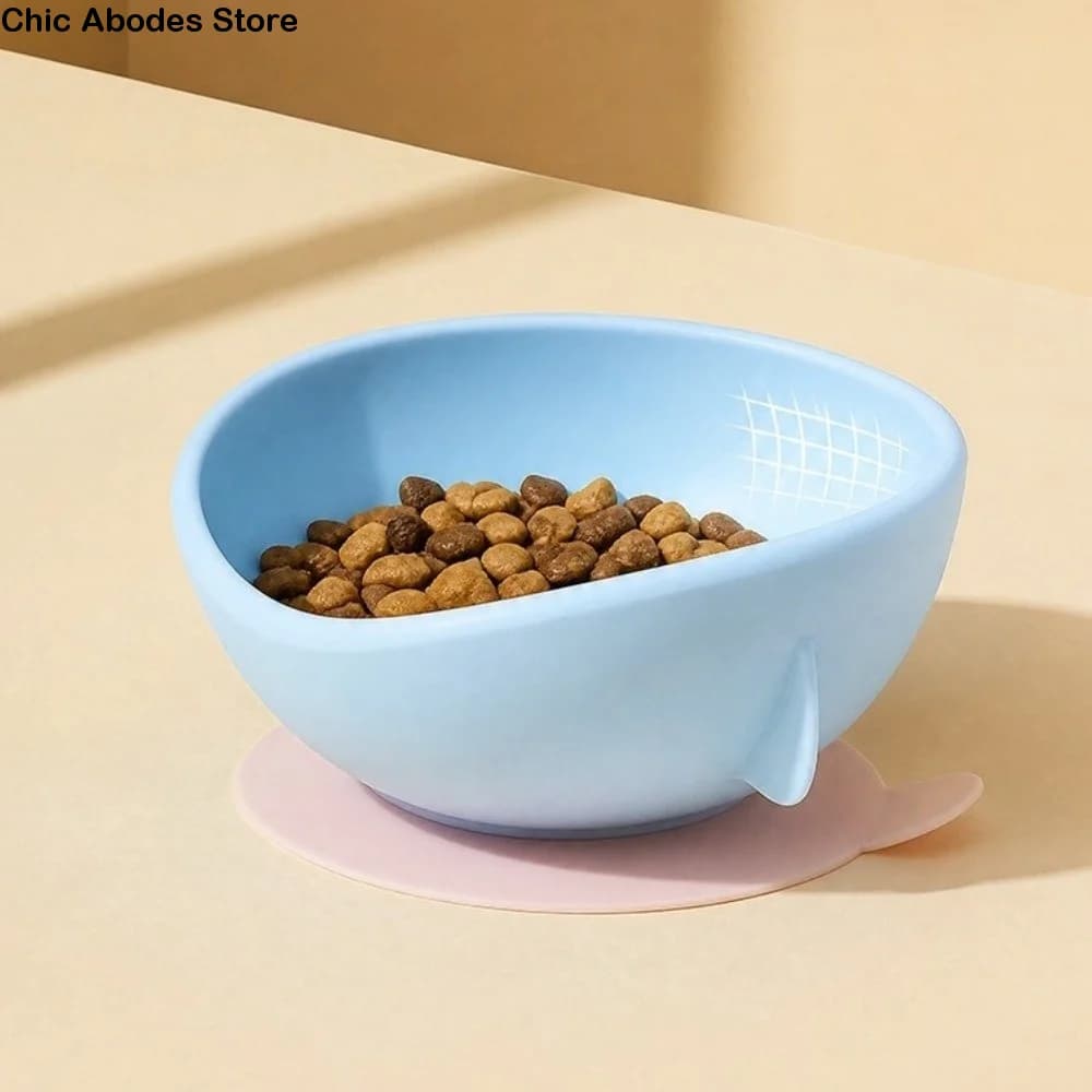 Thickened Silicone Suction Cup Pet Bowl Anti-spill Stable Slow Food Bowl Non-slip Soft Cat Food Water Bowl for Dogs
