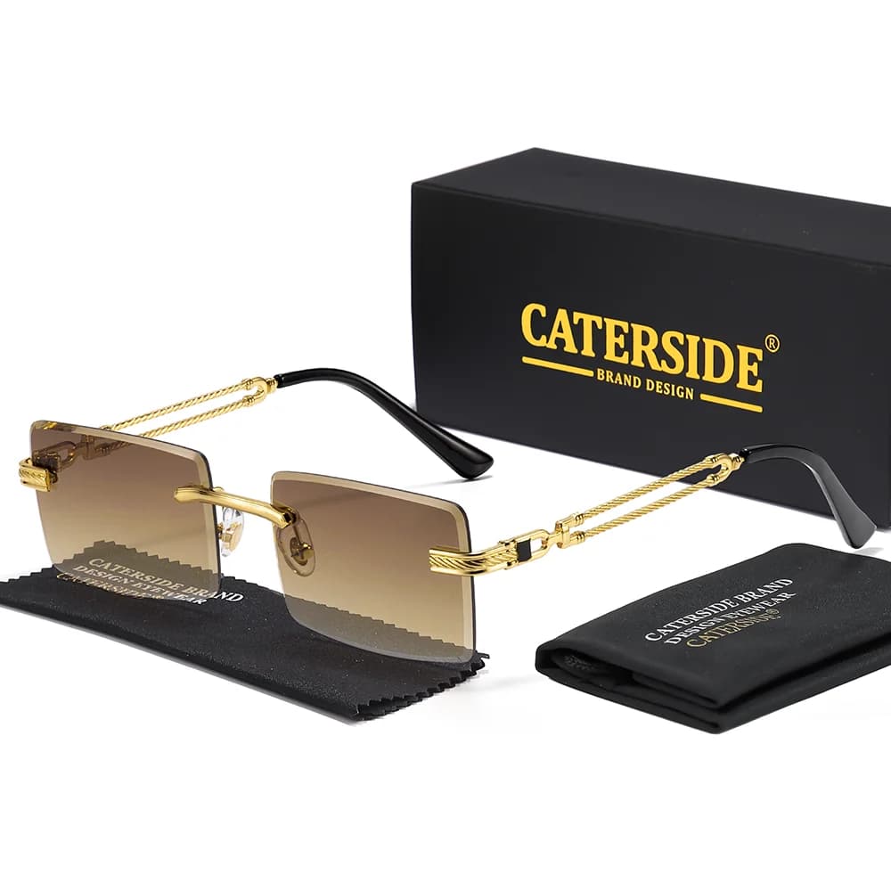 CATERSIDE Occhiali da sole alla moda senza montatura da uomo, occhiali da sole rettangolari con sfumatura, occhiali da sole da donna per viaggi all'aperto, regalo per le vacanze, UV400
