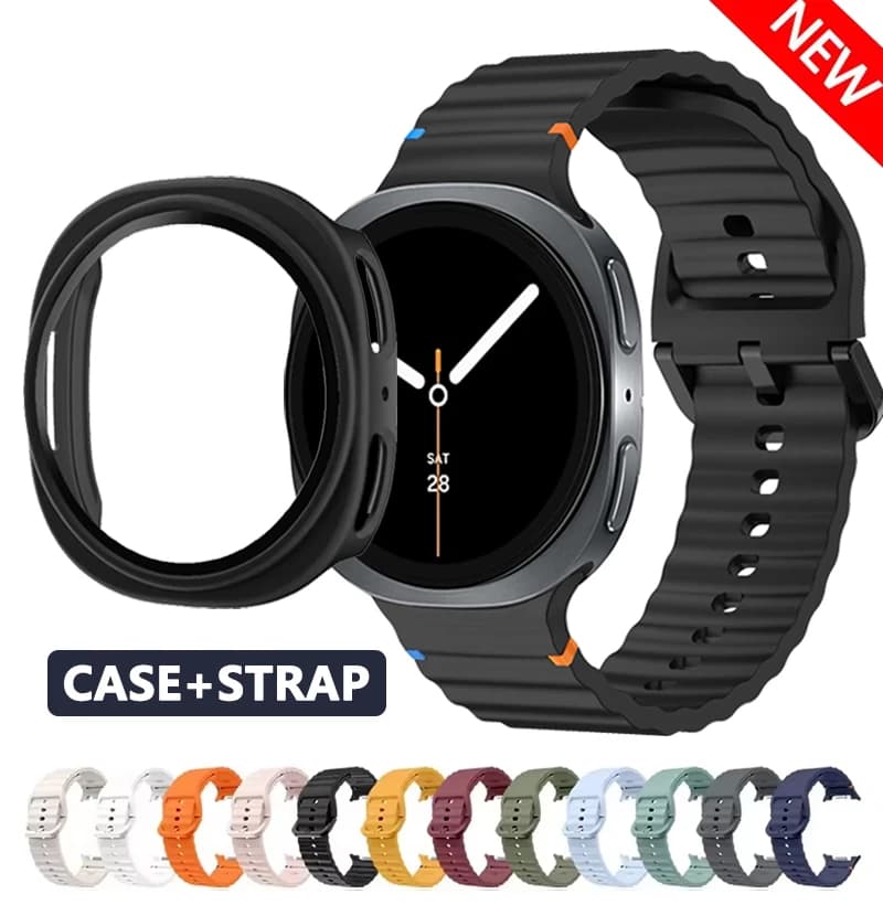 Chalk case + official silicone strap for Samsung Galaxy Watch 8 Accessories Sport bracelet Galaxy Watch 8 40mm 44mm