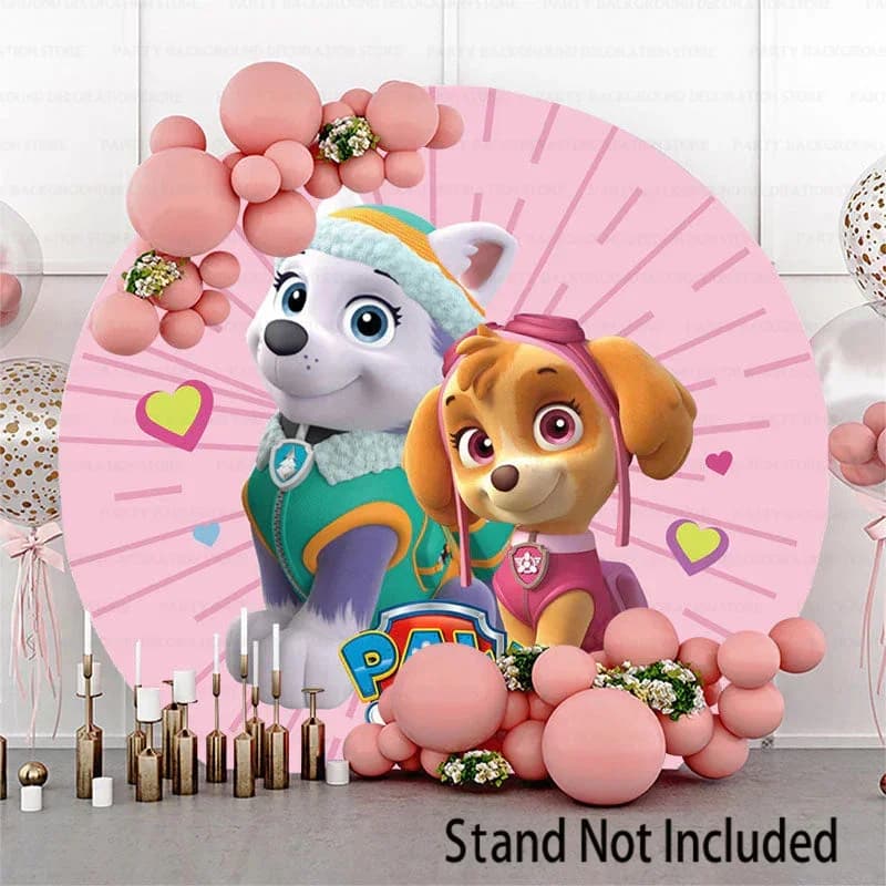 Princess Skye Everest Pink Paw Patrol Dog Girls sfondo rotondo Marshall Chase Boys Birthday Party Baby Shower Background Banner