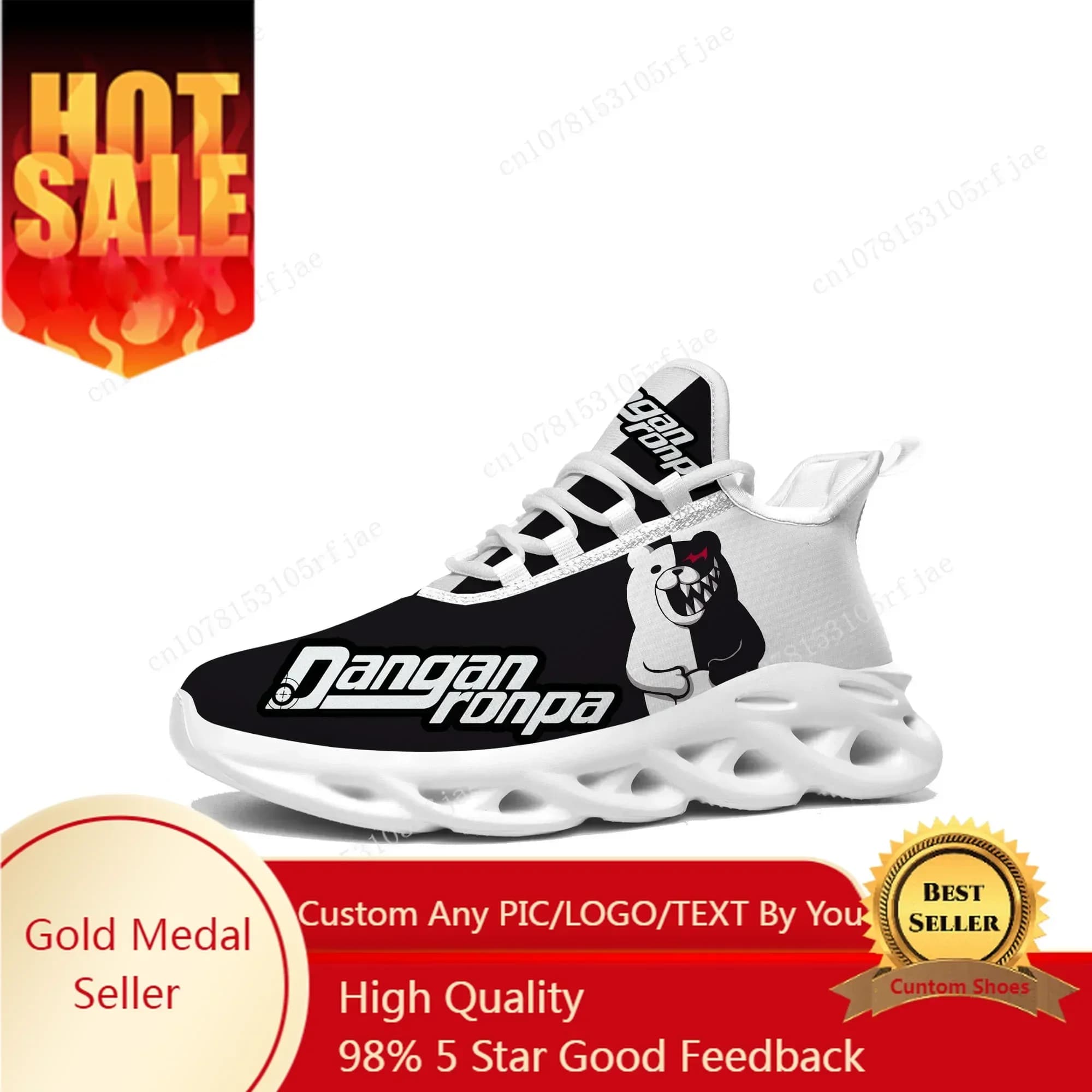 Cartoon Game Danganronpa Monokuma Flats Sneakers Uomo Donna Scarpe da corsa sportive Scarpe con lacci personalizzate